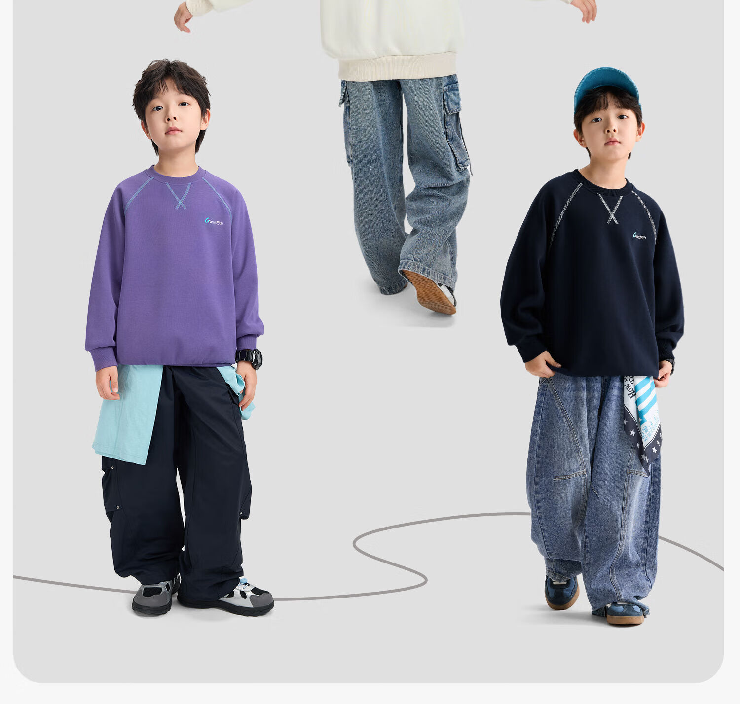 Zuo Xi Kids Boys Sweatshirt 2026 New Spring Children's Letter Graffiti Sports Top Light Gray 165 9